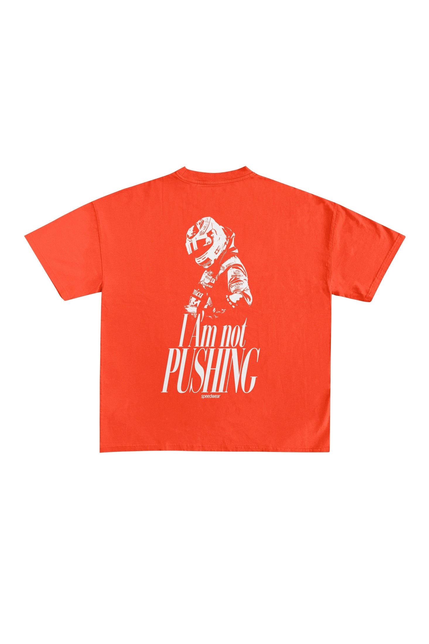 Camiseta "I AM NOT PUSHING" - Tangerine