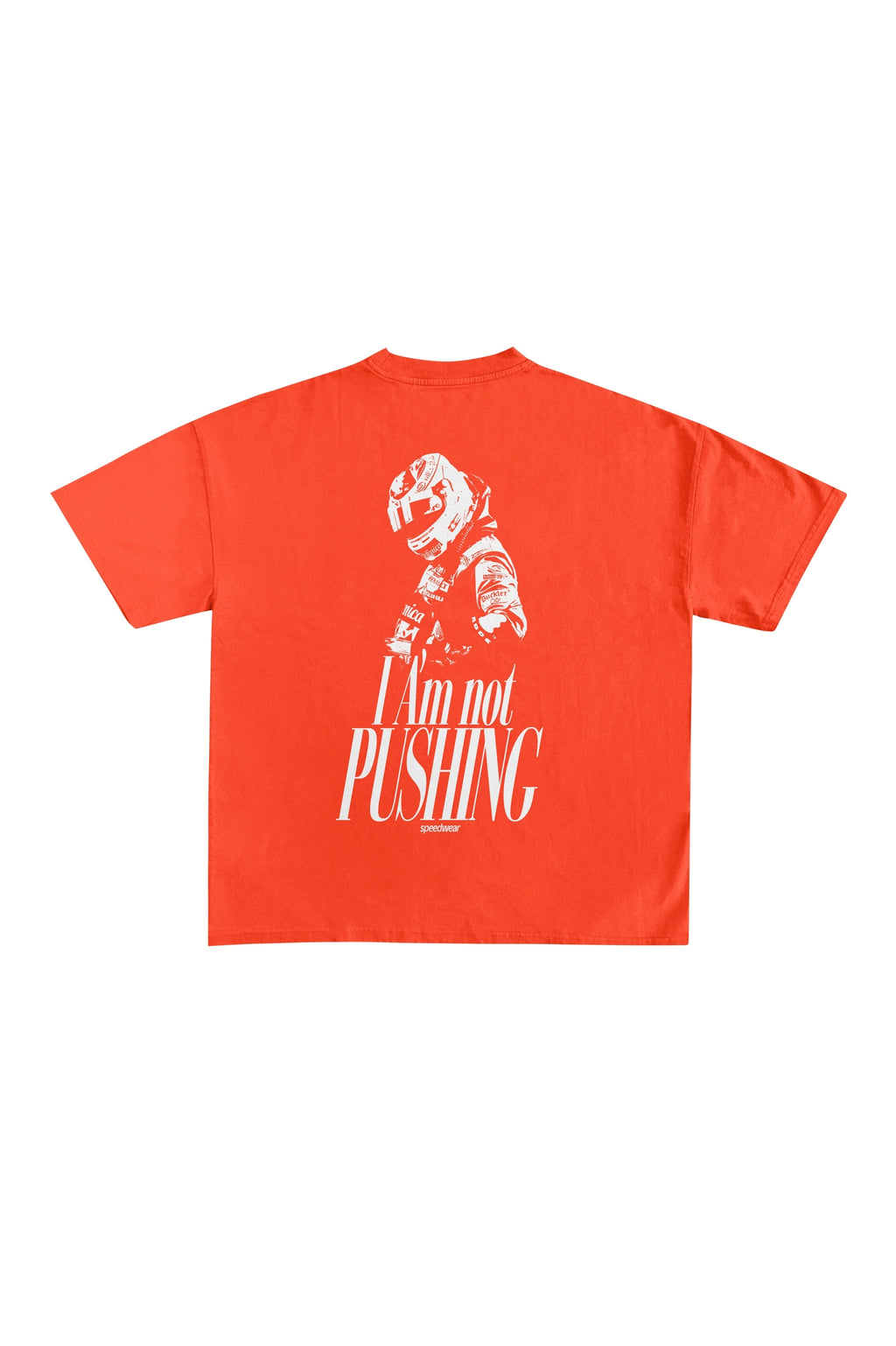 "I AM NOT PUSHING" T-shirt - Tangerine